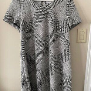 Calvin Klein Dress  - A line  - black/white herringbone pttn size 12